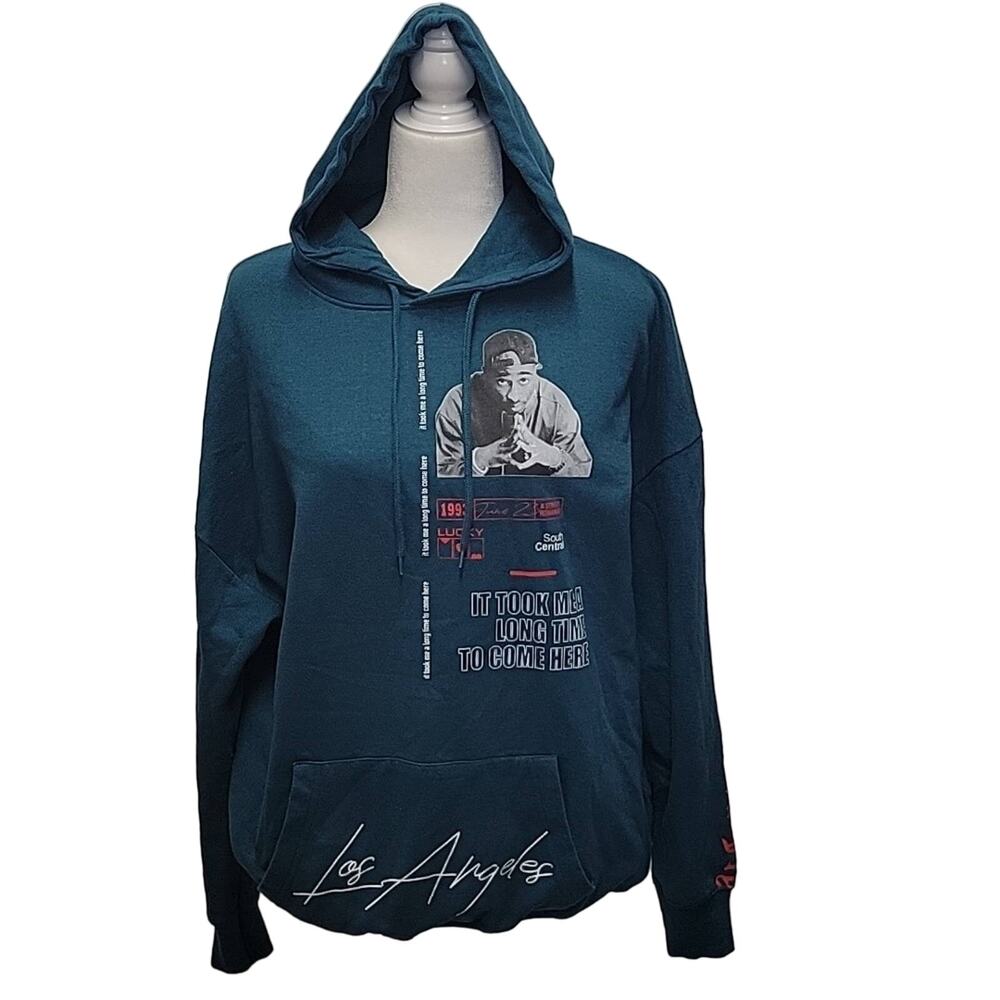 Philcos Poetic Justice Tupac Hoodie Long Sleeve Kangaroo Pocket Green Size LG